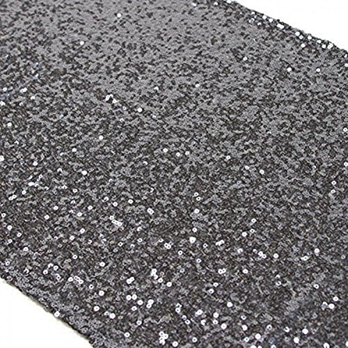 TRLYC Father' Day 12 by 108-Inch Chocolate Grey Sequin Tablerunner for Wedding/Party/Christmas Day