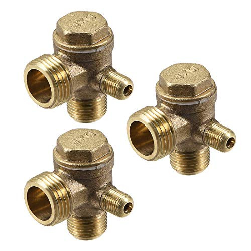 YeVhearre Air Compressor Check Valve Male Thread G1/2xG3/8xG1/8 Pneumatic One Way Valve Brass for Central Air Compressor 3pcs