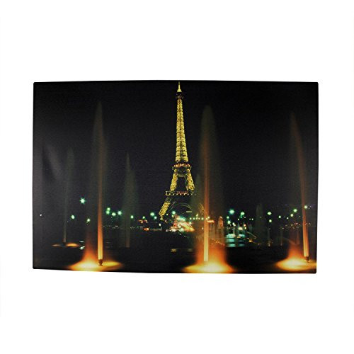 Northlight LED Lighted Famous Eiffel Tower Paris France at Night Canvas Art 15.75" x 23.75" Wall Decor- Black