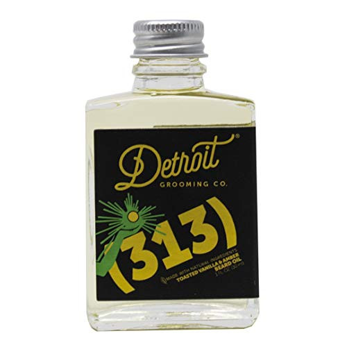Detroit Grooming Co. Beard Oil -313- Toasted Vanilla Amber Scent for Men - Essential Oils and Natural Ingredients Nourish and Promote Beard Growth - Nourishes and Moisturizes Dry or Itchy Beards -1oz-