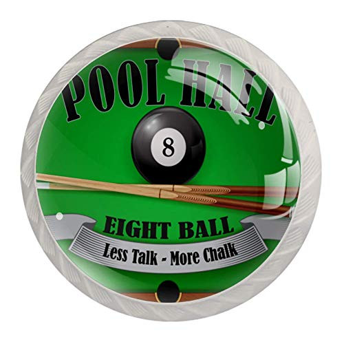 Drawer Knobs Pulls Handle Cupboard Hardware Glass Dresser Drawers Door Cabinet for Home Office Kitchen Wardrobe Billiard Poster Pool Hall Eight Ball