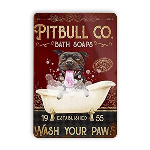 Pitbull Dog Bath Soap Company Retro Metal Tin Signs- Vintage Style Sign Wall Plaque Art Decoration Mural Funny Gifts for Cafes Bar Pub Beer Club Wall Home Decor 12x8 Inches Pitbull Dog Bath Soap Company Retro Metal Tin Signs- Vintage Style Sign Wall Plaque Art Decoration Mural Funny Gifts for Cafes Bar Pub Beer Club Wall Home Decor 12x8 Inches