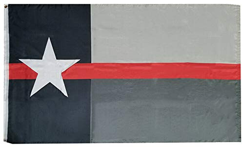 Trade Winds 3x5 Texas Thin Red Line Memorial 100D Woven Poly Nylon 3'x5' Flag Banner -RUF- Fade Resistant Premium