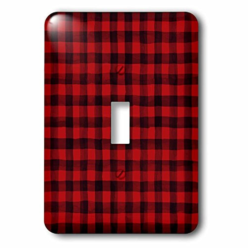 3dRose LSP-253002-1 Red and Black Plaid Checks Pattern Single Toggle Switch