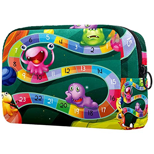 Women Makeup Bag-Cosmetic Storage Bag Cartoon Game Board Funny Monster for Travel-Cosmetics Organizer