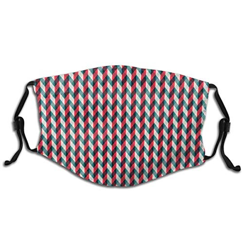 Anti-Dust Windproof Scraf Bandanas Adjustable Vintage Country Style Pattern With Diagonal Checks And Vertical Stripes decorations for teens kids child