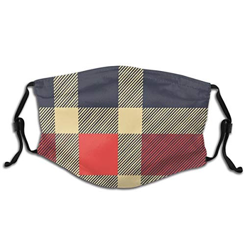 Reusable Face Shield Mouth Scraf Vintage Plaid Scottish Tartan Pattern With Retro Display Checks Lines decorations for teens kids child
