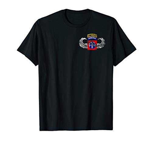 82nd Airborne Patch Wings Ranger Tab - Distressed Worn Look T-Shirt