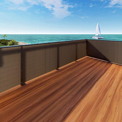 Windscreen4less Deck Privacy Screen for Backyard-Patio-Balcony-Pool-Porch-Railiing-Gardening-Fence Shield Rails Protection Brown 3' x 15' Included Zipties - Custom