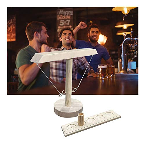 2DXuixsh Ring Toss Games for Adults- Handheld Games with Shot Ladder Bundle- Craggy Games- Handmade Wooden Ring Toss Hooks Fast-paced Interactive Game for Bars Home Adults Drinking Games  and  Toys -C-