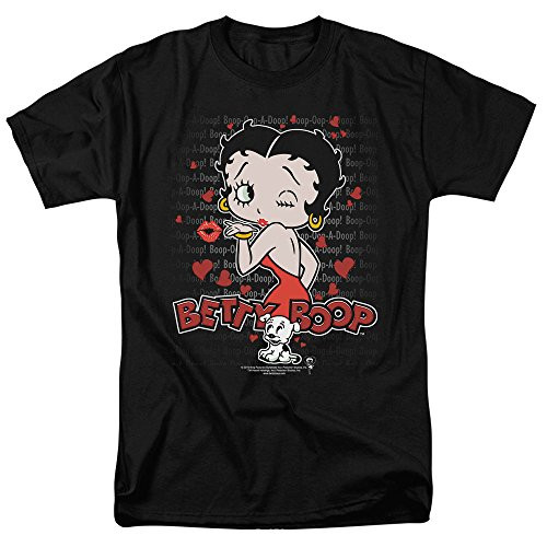 Betty Boop Classic Kiss T Shirt  and  Stickers -Black- Large