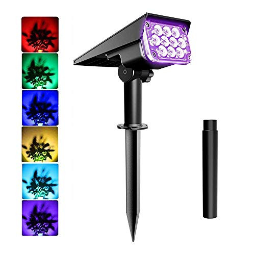 Ourleeme Colorful Solar Landscape Spotlights- IP67 Waterproof Solar Powered Adjustable Wall Lights 2-in-1 Wireless Outdoor Solar Landscaping Lights for Yard Garden Driveway Porch Walkway Pool Patio