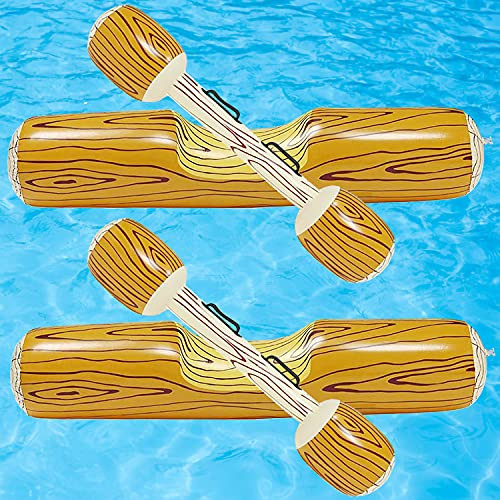 Voiiake 4PCS Inflatable Floating Row Toys- Adults Kids Swimming Pool Party Water Sports Battle Log Rafts Floats Ride Boat Raft