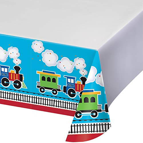 All Aboard Train Plastic Tablecloths- 3 ct