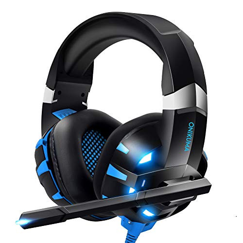 RUNMUS Gaming Headset Xbox One Headset with 7.1 Surround Sound Stereo, PS4 Headset with Noise Canceling Mic & LED Light, Compatible with PC, PS4, Xbox One Controller(Adapter Not Included)