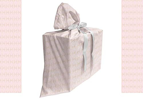 Ambesonne Blush Pink Fabric Gift Bag- Geometric Pattern with Diamond Check Modern Triangles Futuristic Art- Present Sack for Baby Showers Birthdays with 3 Ribbons- 27" X 32"- Pale Mustard and Blush