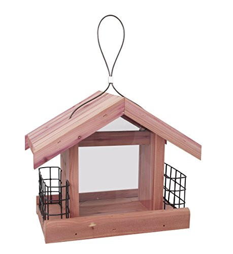 Pennington 100511300 Cedar Chalet Bird Feeder with Suet Cages, 2 LB Capacity