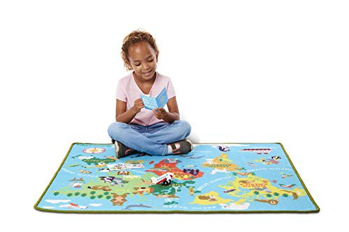 Melissa & Doug Round The World Travel Activity Rug (39 X 36) - Wooden Car, Airplane, Boat, Passport with Stickers
