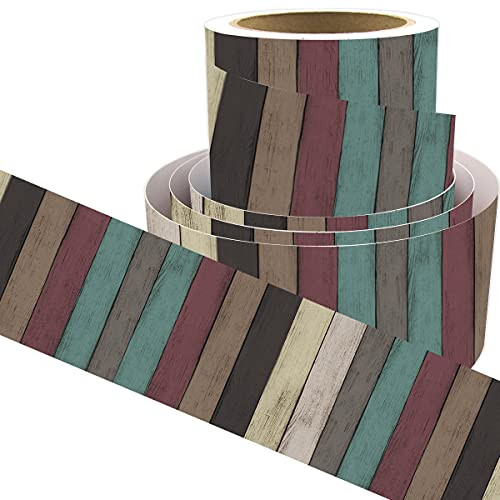 Multicolored Wood Bulletin Board Border Straight Border Trim for Classroom Decoration 36ft