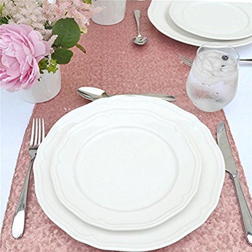 TRLYC 12 by 108-Inch Blush Sequin Table Runner For Wedding