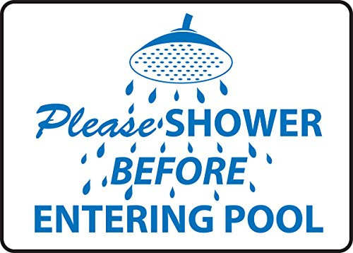 Accuform MADM547XT Dura-Plastic Sign- Legend"Please Shower Before Entering Pool"- 7" Length x 10" Width x 0.060" Thickness- Blue On White- 7" Height- 10" Wide- 7" Length- Dura-Plastic- 7" x 10"