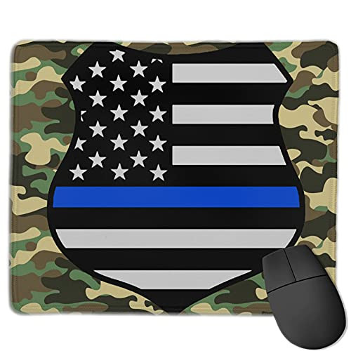 Thin Blue Line American Flag Shield Mouse Pad Non-Slip Rubber Base Gaming Mouse Pad for Laptop 11.8 X 9.8 X 0.12 in