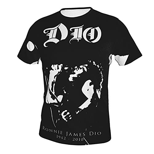Joharartin Ronnie James Dio Shirt Mens 3D Printed T Shirt Fashion Round Neck Short Sleeve Tshirt Black
