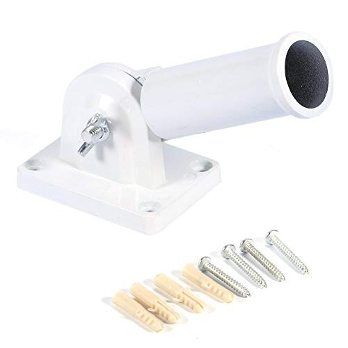Wall Mount Adjustable Holder Bracket White Metal Flag Pole Windsock Base with Screws Wall Mount Adjustable Holder Bracket White Metal Flag Pole Windsock Base with Screws