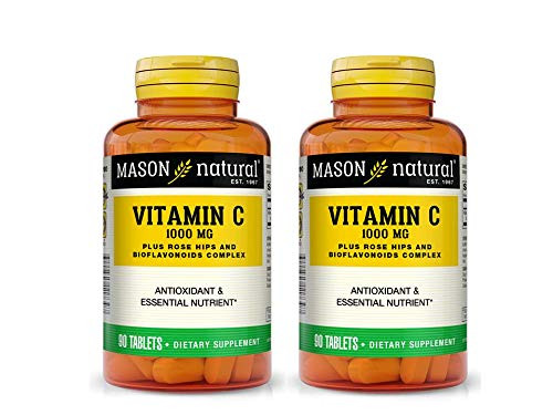 Mason Vitamins C 1000 mg Tablets Rose Hips/Lemon Bioflavonoids - 90ct- Pack of 2