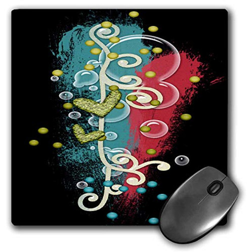 3dRose Red- Aqua- and Green Hearts and Flourish On Image of Paint. - Mouse Pads -mp-328623-1- 3dRose Red- Aqua- and Green Hearts and Flourish On Image of Paint. - Mouse Pads -mp-328623-1-