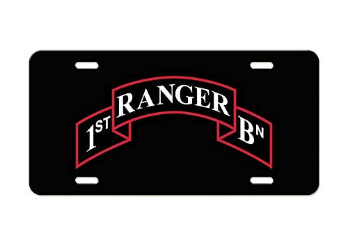 US Army - 1st Ranger Battalion Tab - Black Aluminum License Plate
