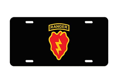 US Army Division - 25th Infantry with Ranger Tab - Black Aluminum License Plate