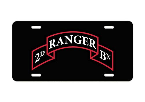 US Army - 2nd Ranger Battalion Tab - Black Aluminum License Plate