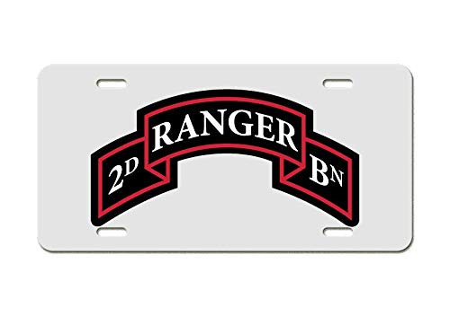 US Army - 2nd Ranger Battalion Tab - White Aluminum License Plate