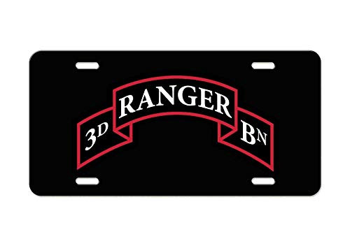 US Army - 3rd Ranger Battalion Tab - Black Aluminum License Plate