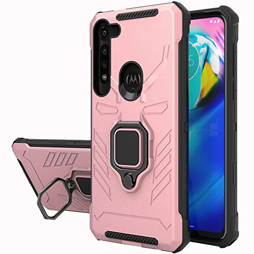 Moto G Power Case- Moto G Power 2020 Phone Case- Yiakeng Military Grade Protection Shockproof Cover Case with Ring Bracket for Moto G Power 2020 -Rose Gold-