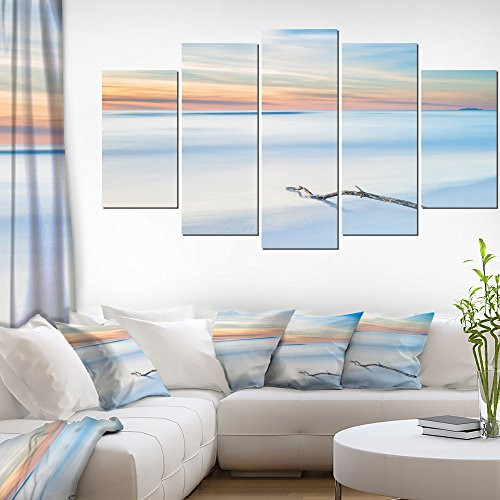 Designart Wood Branch on Beach at Twilight-Modern Seascape Canvas Artwork-60x32 5 Piece, 60x32-5 Panels Diamond Shape Blue Designart Wood Branch on Beach at Twilight-Modern Seascape Canvas Artwork-60x32 5 Piece, 60x32-5 Panels Diamond Shape Blue