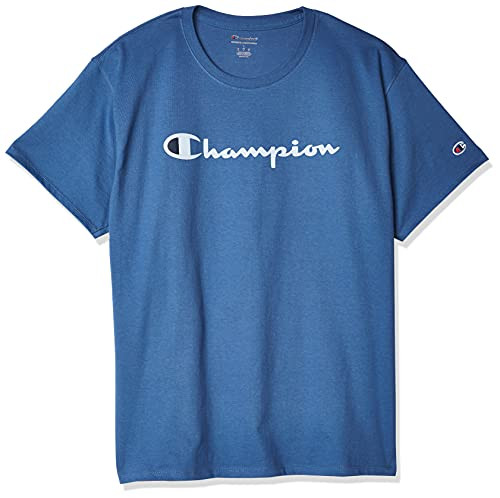 Champion Men's Classic T-Shirt- Screen Print Script- Shield Blue-Y07718- X- Large