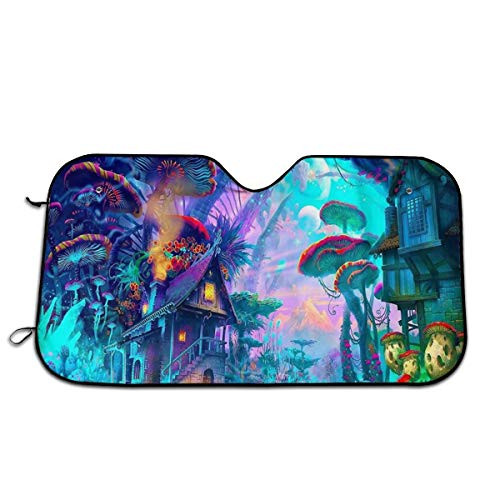 Psychedelic Trippy Windshield Sunshade for Car Foldable UV Ray Reflector Auto Front Window Sun Shade Visor Shield Cover- Keeps Vehicle Cool