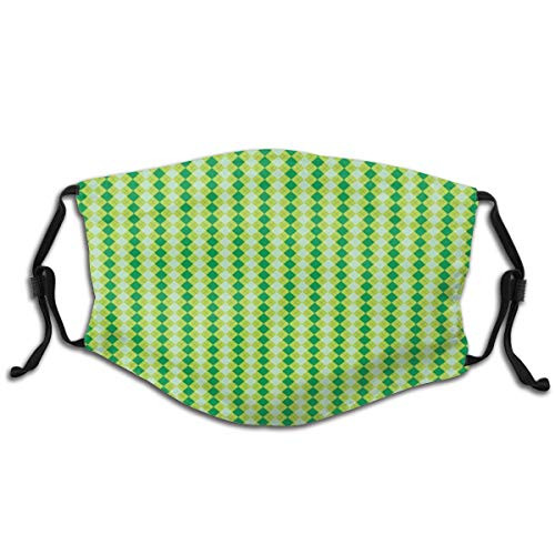 Activated carbon filter Windproof mask for Unisex-Monochrome Geometric Pattern With Diagonal Square Check