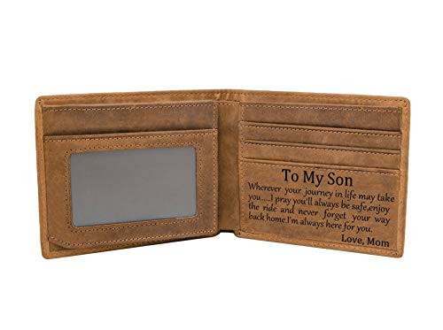Personalized Leather Wallet For Son?Engraved RFID Blocking Bifold Stylish Wallet For Son From Mom Graduation Birthday Christmas Gifts Personalized Leather Wallet For Son?Engraved RFID Blocking Bifold Stylish Wallet For Son From Mom Graduation Birthday Christmas Gifts