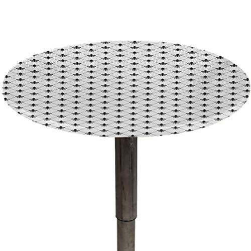 Outdoor Tablecloth Round Fleur De Lis Elastic Table Covers French Damask Composition Monochrome Pattern Royal Classic Insignia Motif for Spring Outdoor Camping Picnic Black White Diameter 40"