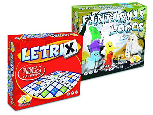 Crazy Ghosts Board Game and Letrix Words Board Game 2 in 1Pack- Letters ans Ghosts -Spanish Version-