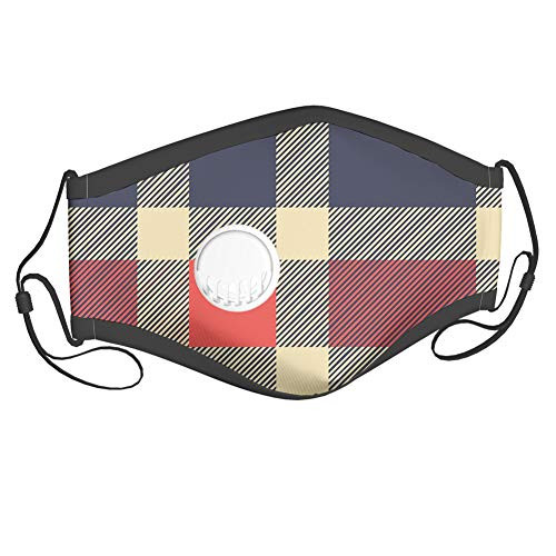 Fillter Cloth For Adults and kids-Vintage Plaid Scottish Tartan Pattern with Retro Display Checks Lines-Reusable Windproof Cloth Half Face Double Protection-2 filters 7-12Y