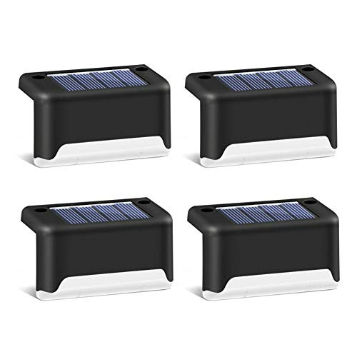 MD Lighting Black Solar Deck Lights 4 Pack- Waterproof Solar LED Step Lights Fence Lamp Outdoor Lighting for Outdoor Deck- Patio- Stair- Yard- Path and Driveway -Warm White-