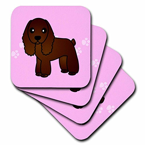 3dRose cst_15345_3 Cute Chocolate Cocker Spaniel Pink with Pawprints-Ceramic Tile Coasters, Set of 4 3dRose cst_15345_3 Cute Chocolate Cocker Spaniel Pink with Pawprints-Ceramic Tile Coasters, Set of 4