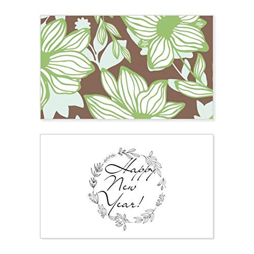 Green Brown Flower Plant Paint New Year Festival Greeting Card Bless Message Present
