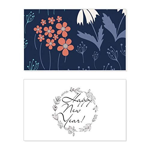 Powder Blue Flower Plant Paint New Year Festival Greeting Card Bless Message Present