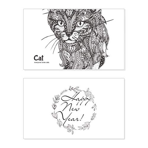 Cat Human Paint Quiet Baby New Year Festival Greeting Card Bless Message Present