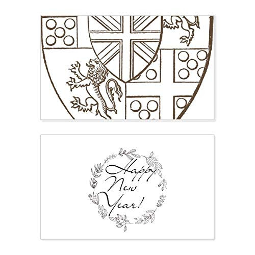 Baroque Art Shield Lion Illustration Patter New Year Festival Greeting Card Bless Message Present